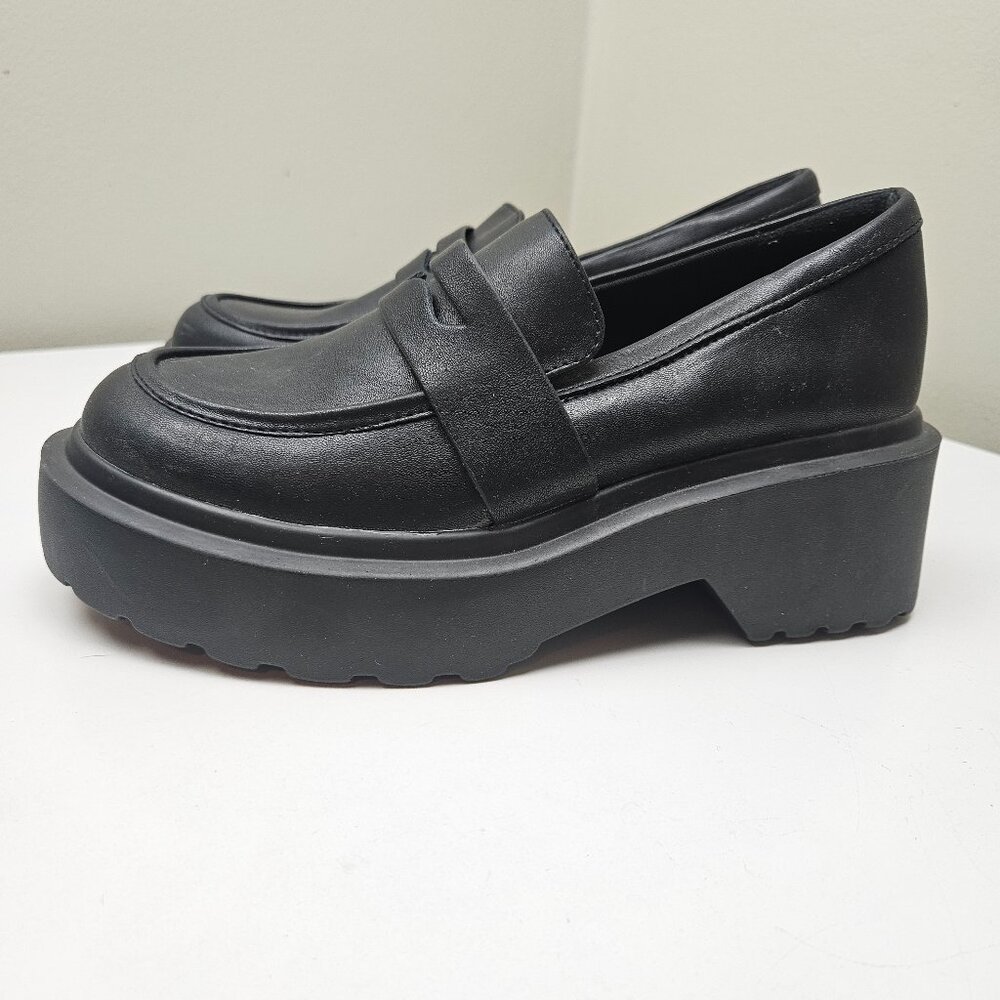 Black Platform Penny Loafers - Women
